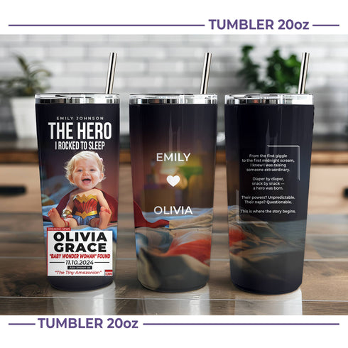 Personalized Baby Wonder Woman Tumbler – Custom Superhero Gift for Moms & Daughters
